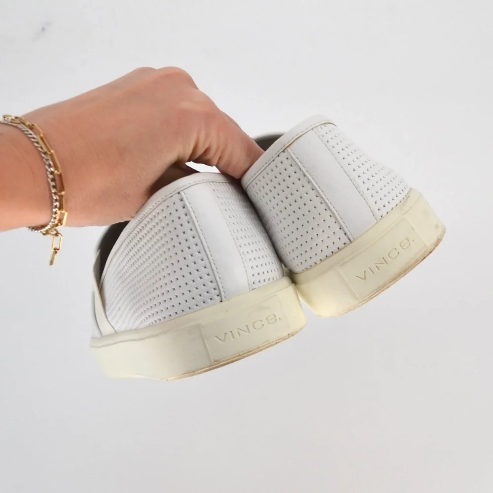 Vince Blair Perforated Leather Slip On Sneaker White Women's US 9 / 39